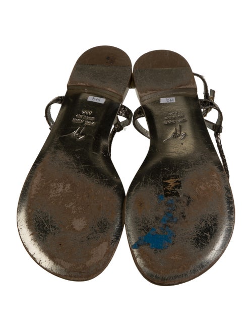 Giuseppe Zanotti Leather Crystal Embellishments T-Strap Sandals