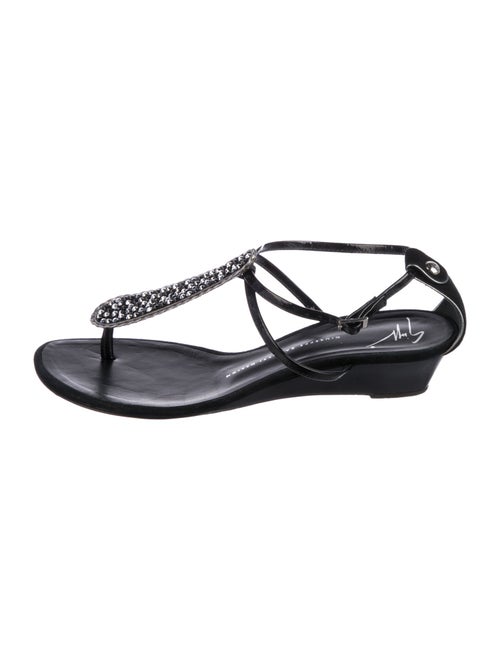 Giuseppe Zanotti Leather Crystal Embellishments T-Strap Sandals