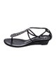 Giuseppe Zanotti Leather Crystal Embellishments T-Strap Sandals