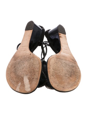 Giuseppe Zanotti Leather Crystal Embellishments T-Strap Sandals