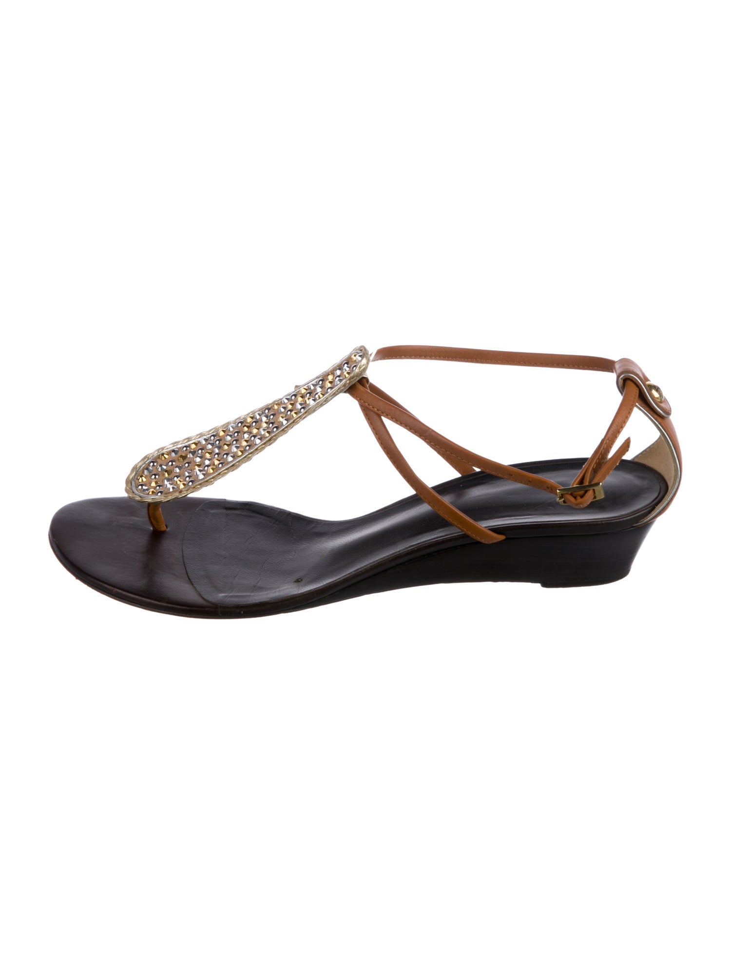 Giuseppe Zanotti Leather Studded Accents T-Strap Sandals
