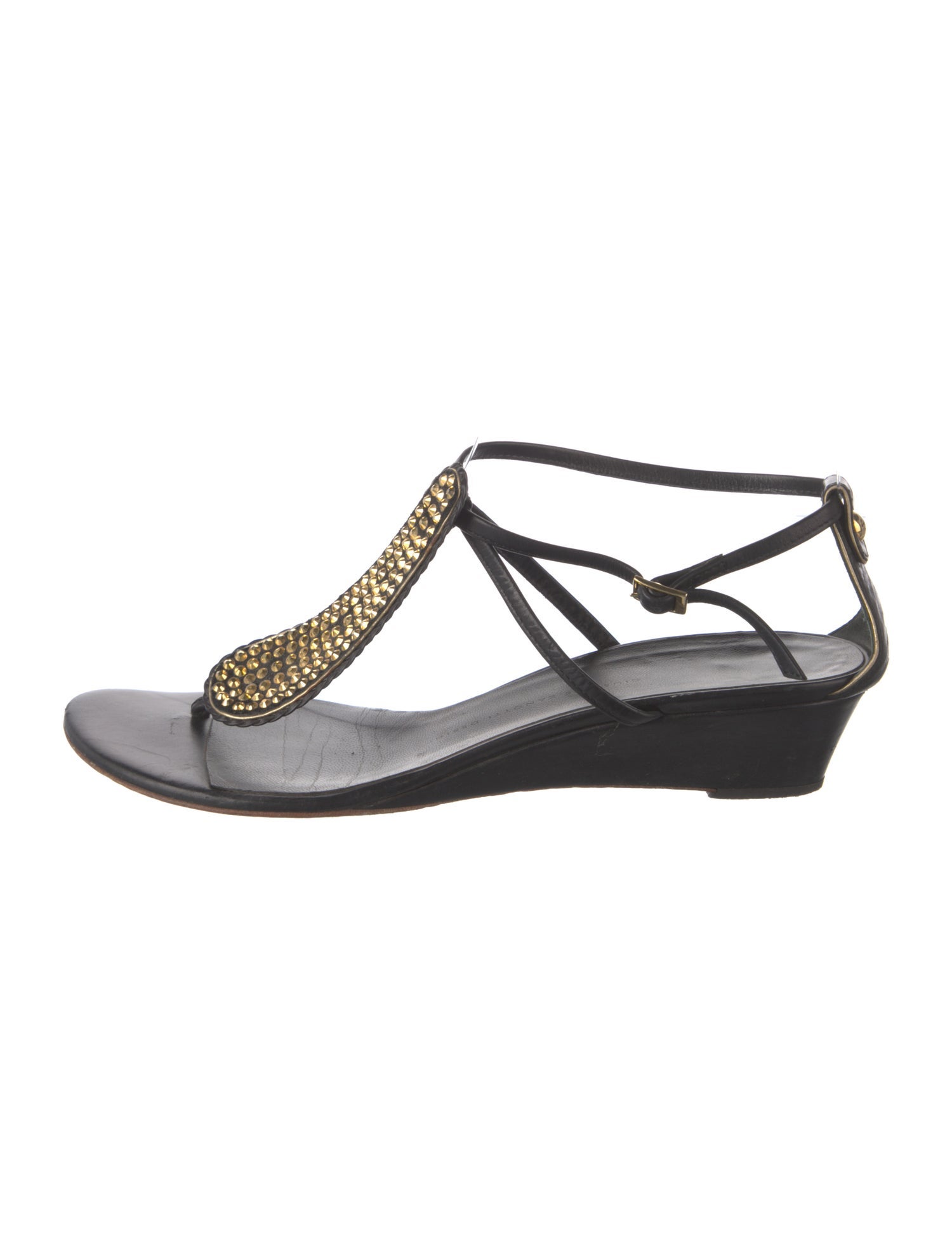 Giuseppe Zanotti Leather Studded Accents T-Strap Sandals
