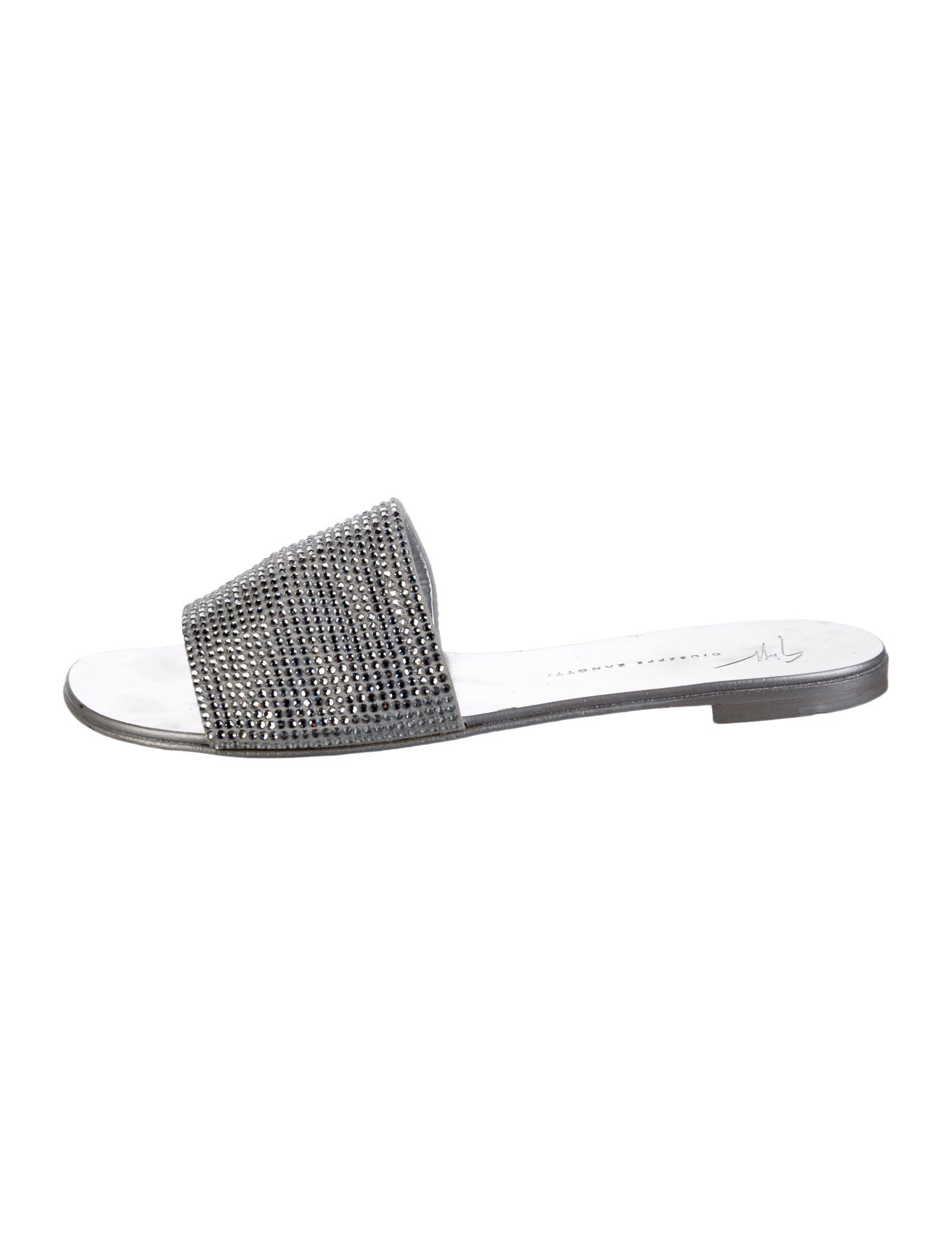 Giuseppe Zanotti Leather Crystal Embellishments Slides