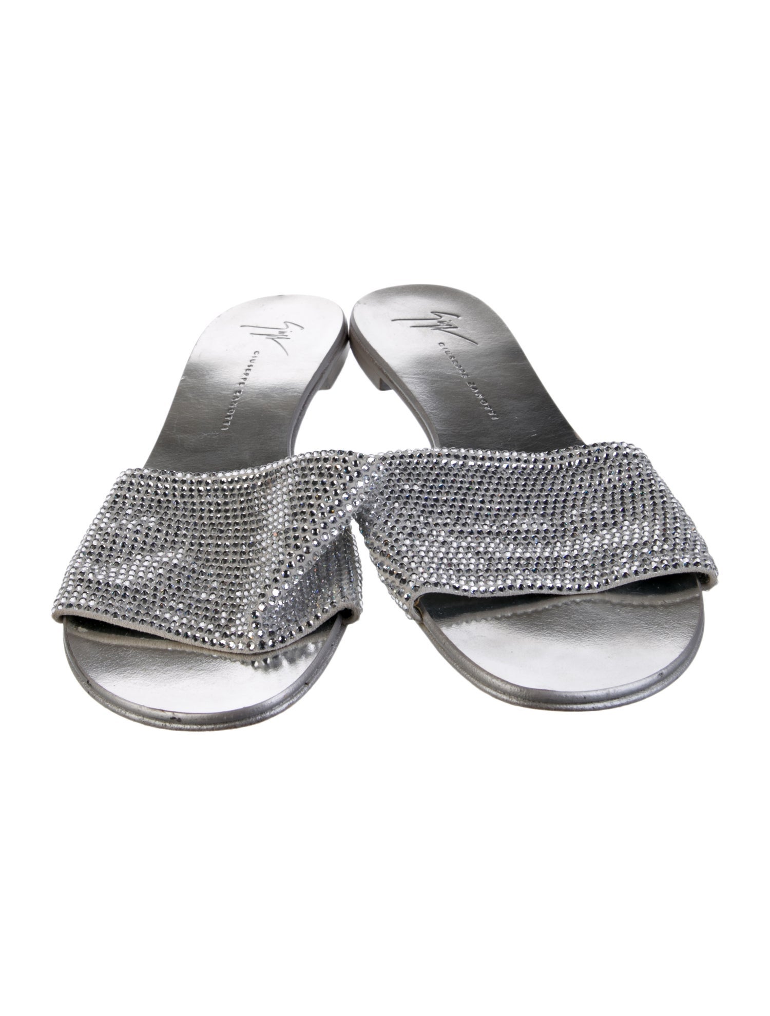 Giuseppe Zanotti Leather Crystal Embellishments Slides