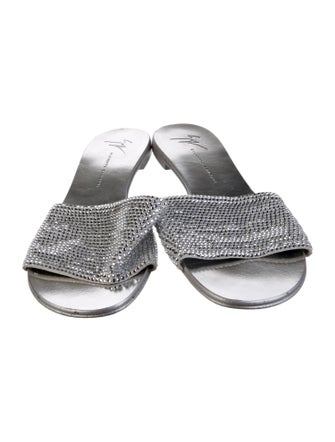 Giuseppe Zanotti Leather Crystal Embellishments Slides