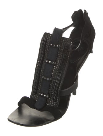 Giuseppe Zanotti Suede Crystal Embellishments Gladiator Sandals