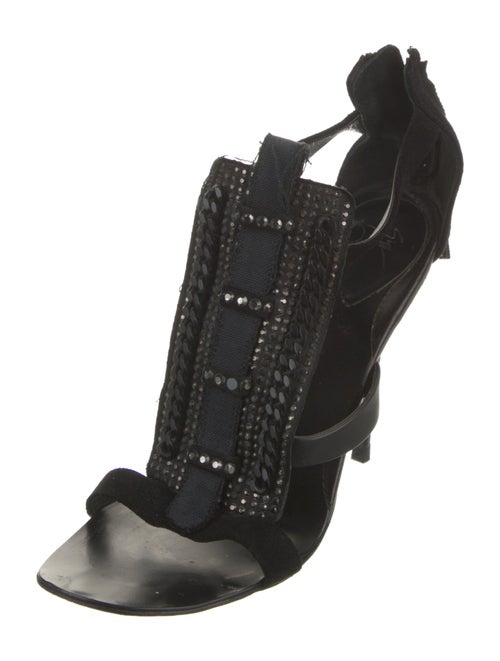 Giuseppe Zanotti Suede Crystal Embellishments Gladiator Sandals