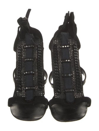 Giuseppe Zanotti Suede Crystal Embellishments Gladiator Sandals