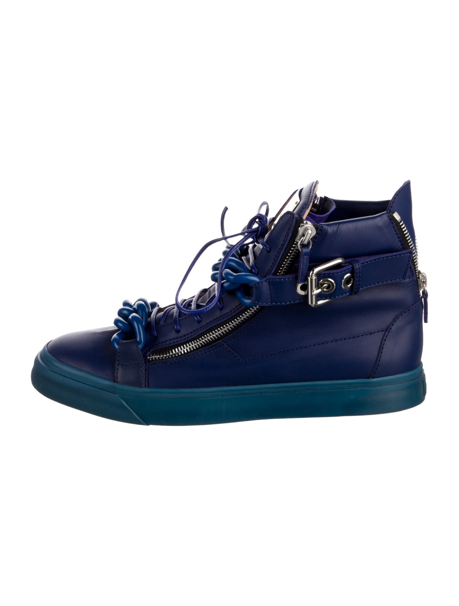 Giuseppe Zanotti Leather Chain-Link Accents Sneakers