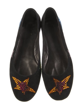 Giuseppe Zanotti Suede Crystal Embellishments Flats
