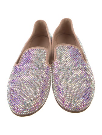 Giuseppe Zanotti Suede Crystal Embellishments Loafers