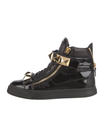 Giuseppe Zanotti Patent Leather Studded Accents Sneakers