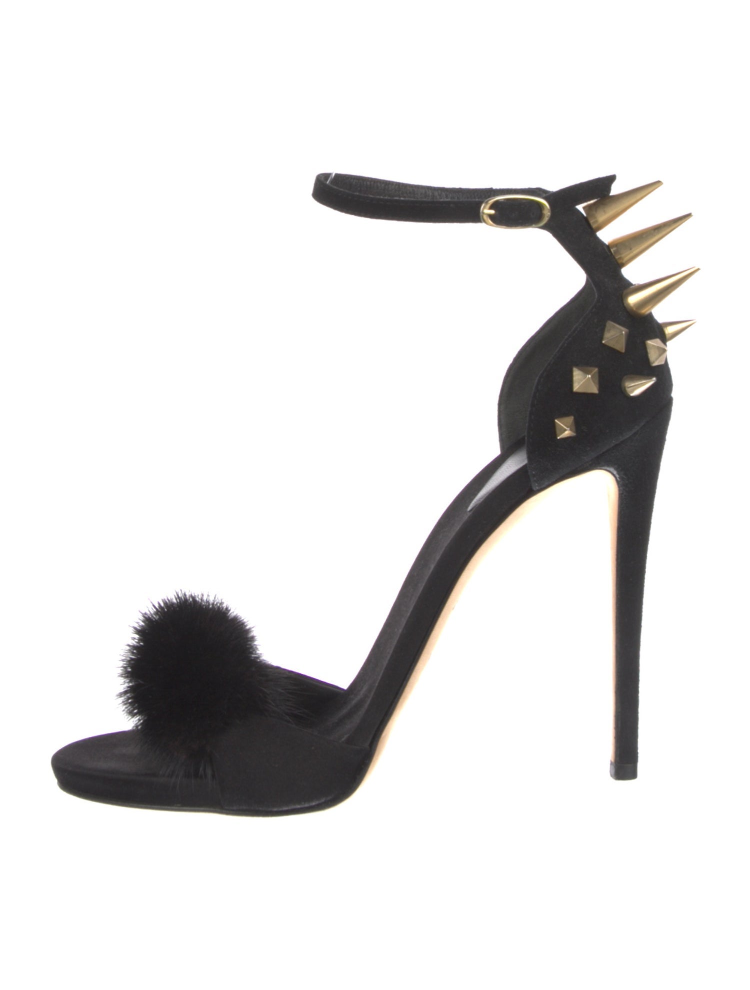 Giuseppe Zanotti Suede Fur Trim Sandals
