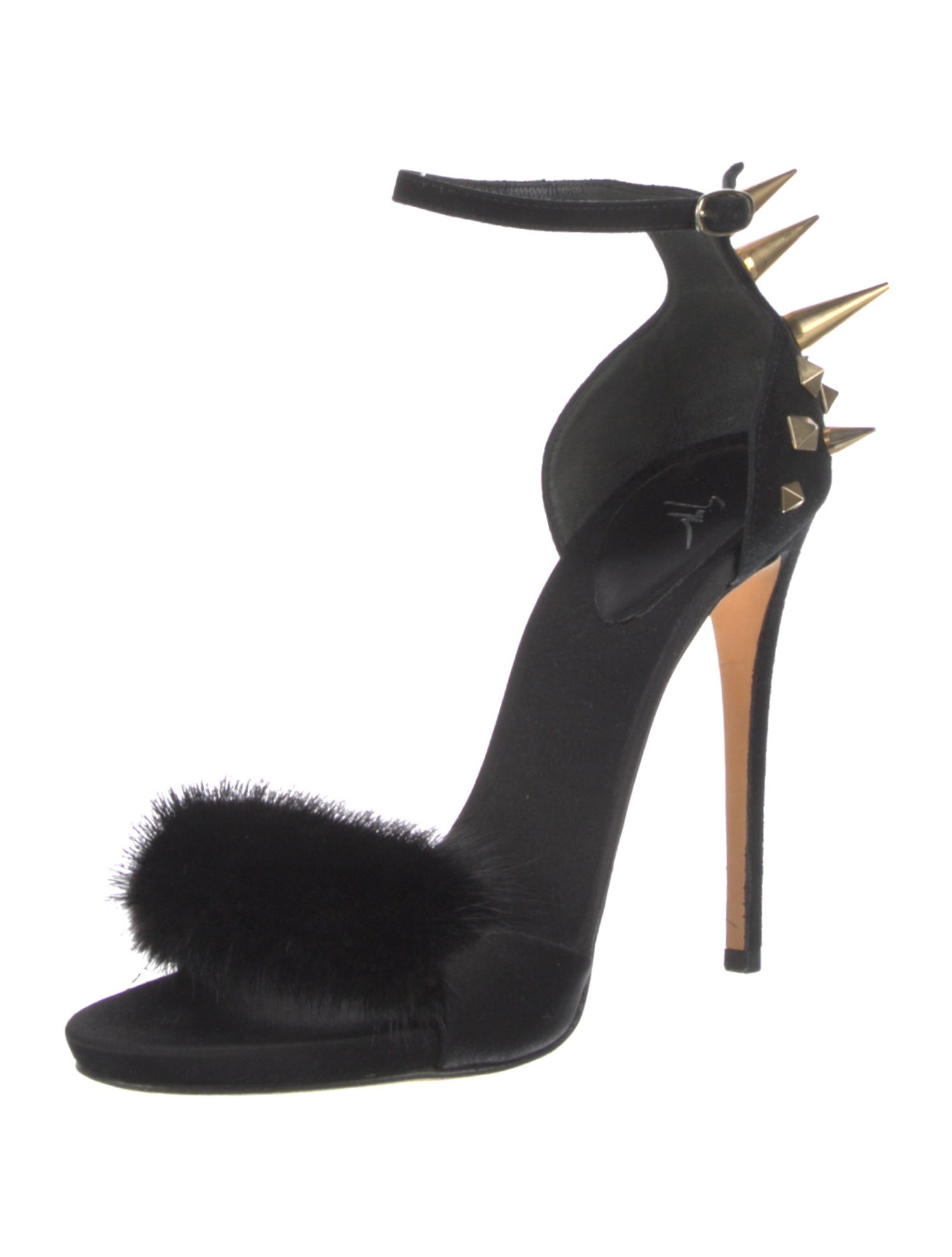 Giuseppe Zanotti Suede Fur Trim Sandals