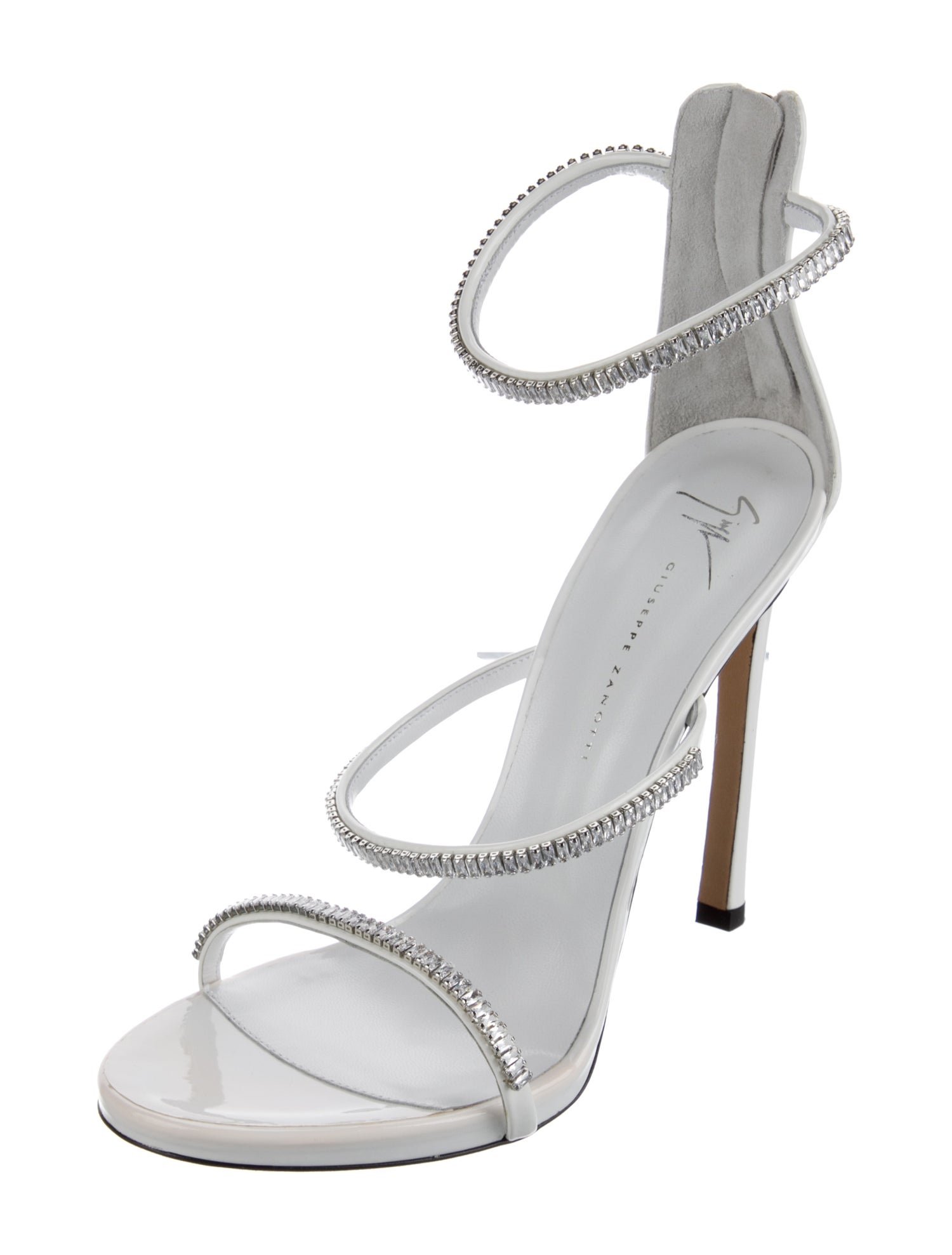 Giuseppe Zanotti Patent Leather Crystal Embellishments Sandals