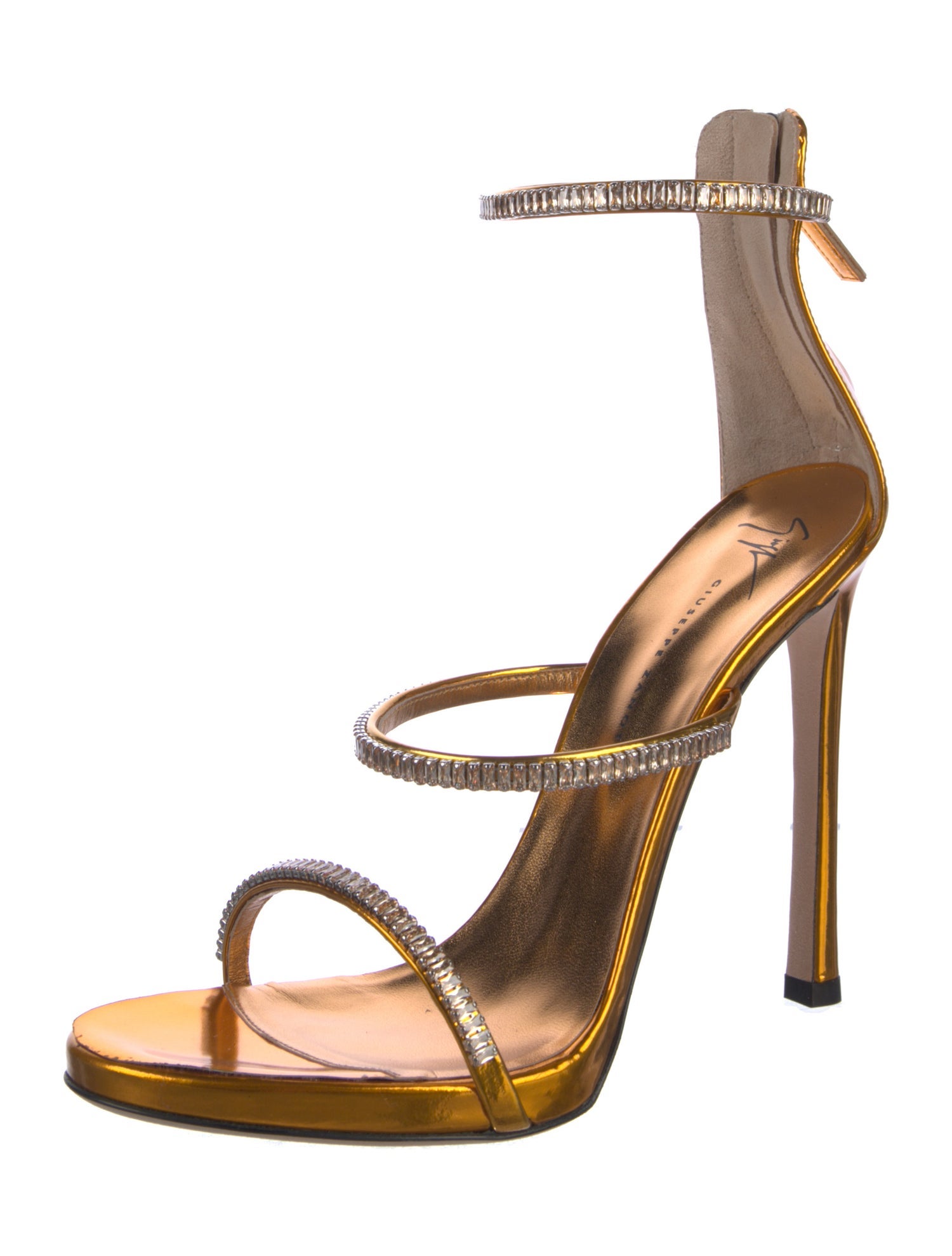 Giuseppe Zanotti Leather Crystal Embellishments Sandals w/ Tags