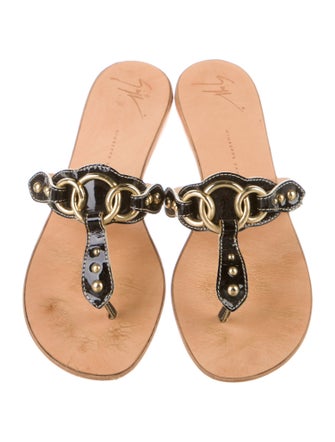 Giuseppe Zanotti Leather Crystal Embellishments Slides