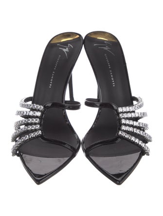 Giuseppe Zanotti Leather Crystal Embellishments Slides