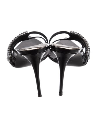 Giuseppe Zanotti Leather Crystal Embellishments Slides