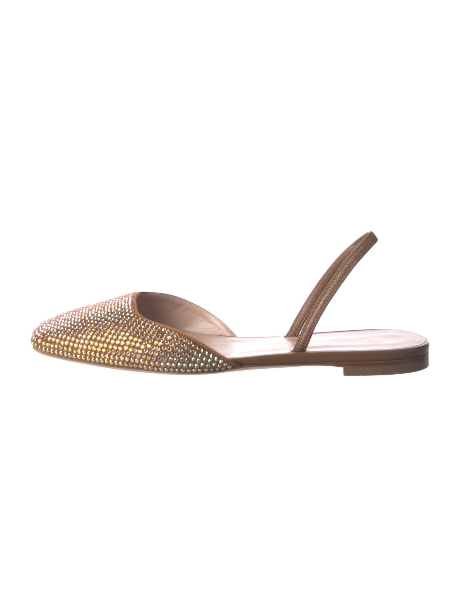 Giuseppe Zanotti Leather Crystal Embellishments Slingback Flats
