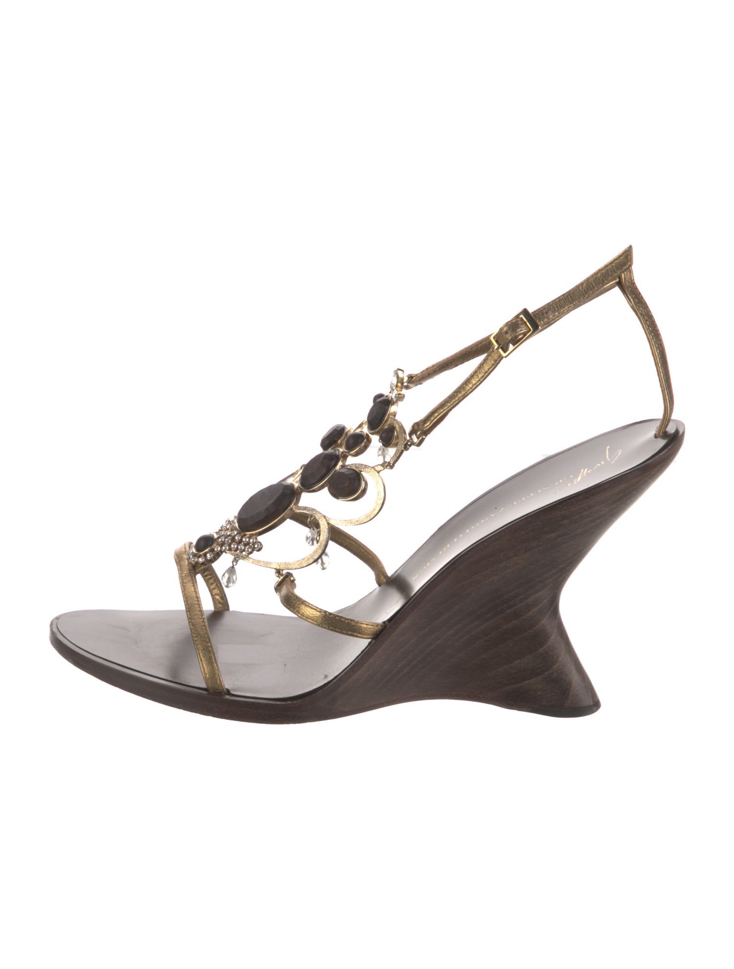 Giuseppe Zanotti Leather Crystal Embellishments T-Strap Sandals