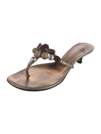 Giuseppe Zanotti Leather Crystal Embellishments Slides