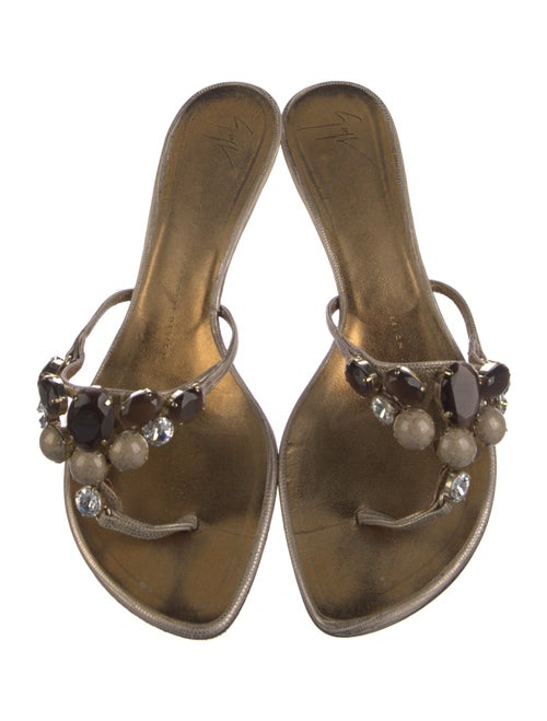 Giuseppe Zanotti Leather Crystal Embellishments Slides