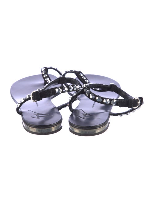 Giuseppe Zanotti Leather Crystal Embellishments T-Strap Sandals