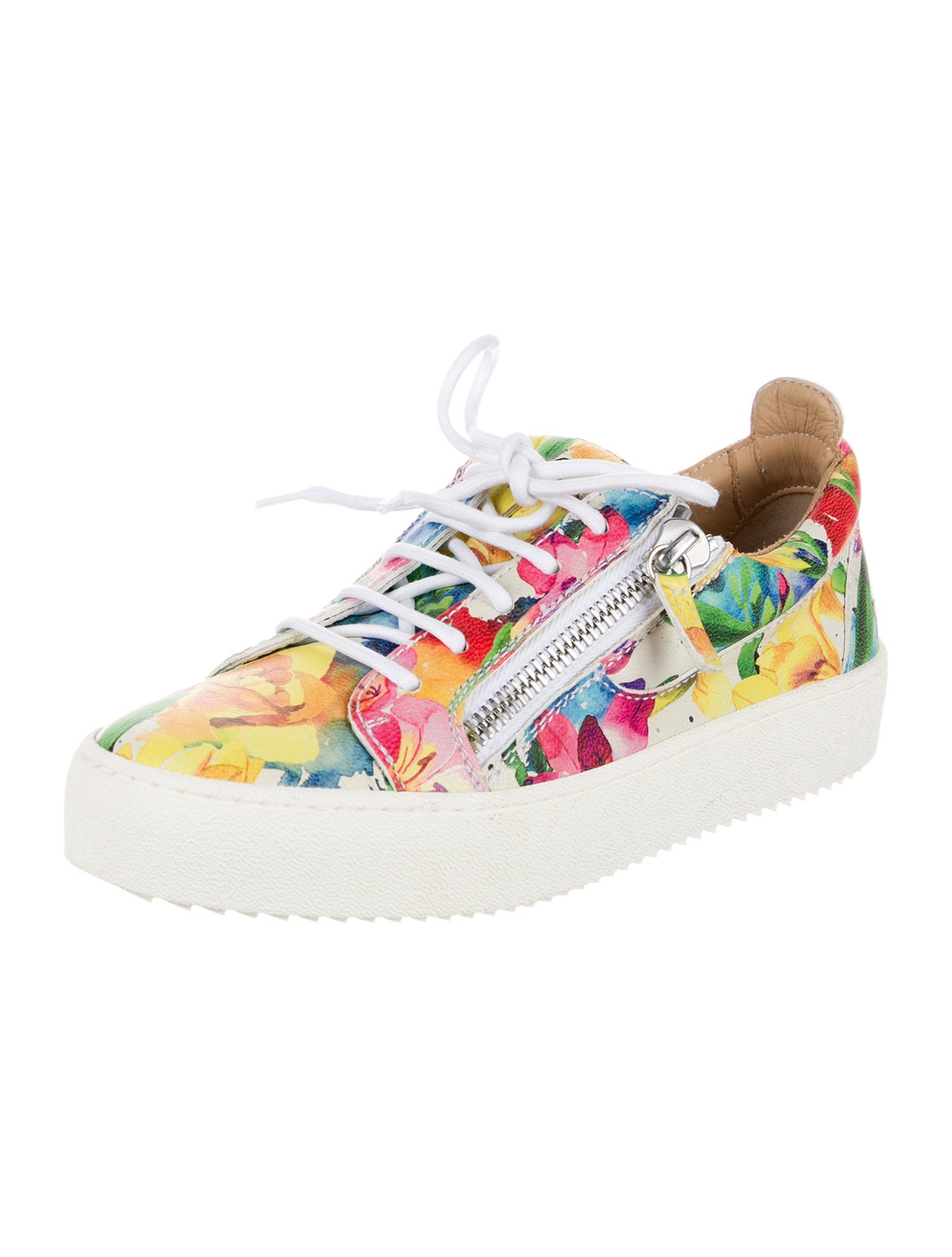 Giuseppe Zanotti Leather Floral Print Sneakers