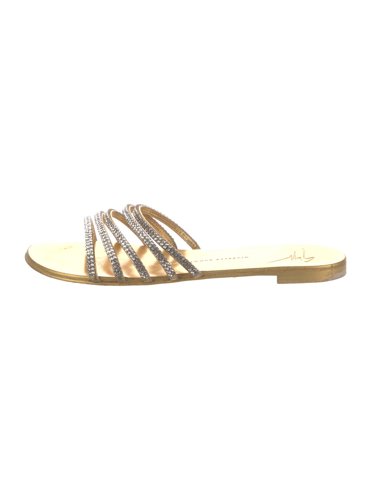 Giuseppe Zanotti Leather Crystal Embellishments Slides