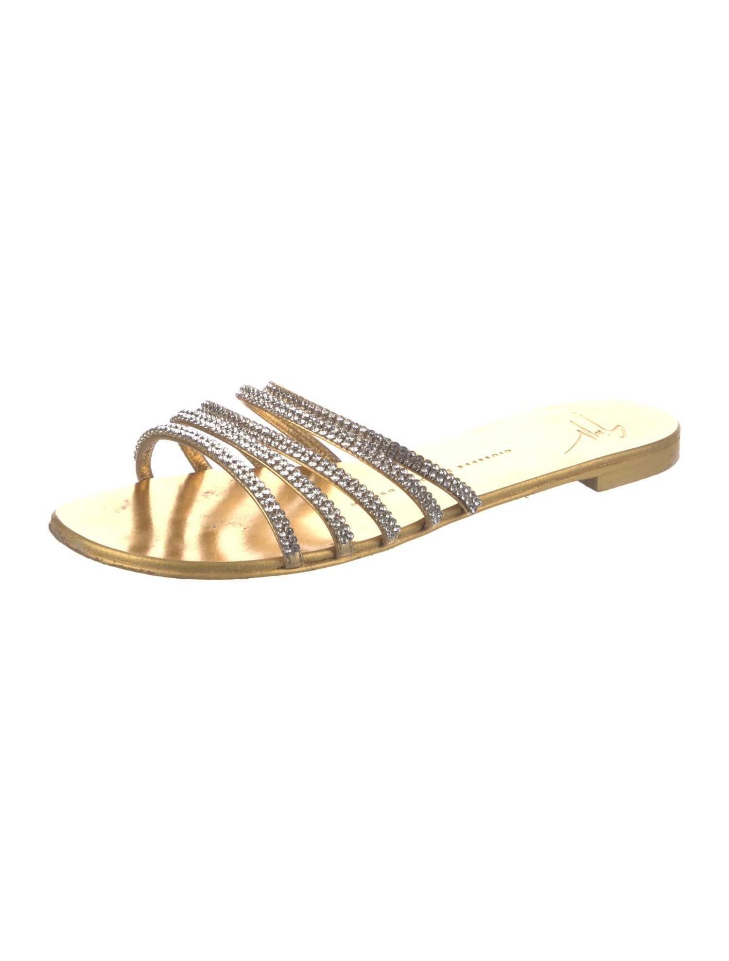 Giuseppe Zanotti Leather Crystal Embellishments Slides