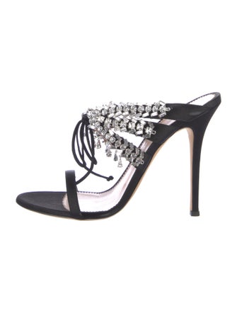 Giuseppe Zanotti Satin Crystal Embellishments Slides