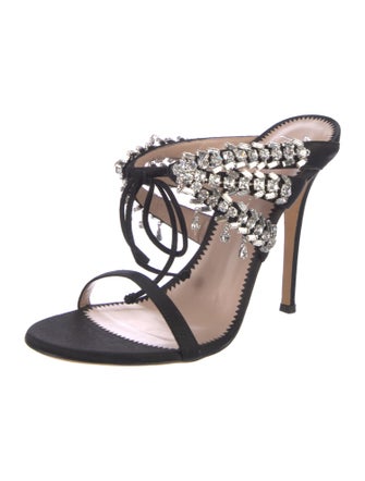 Giuseppe Zanotti Satin Crystal Embellishments Slides