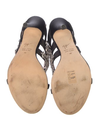 Giuseppe Zanotti Satin Crystal Embellishments Slides