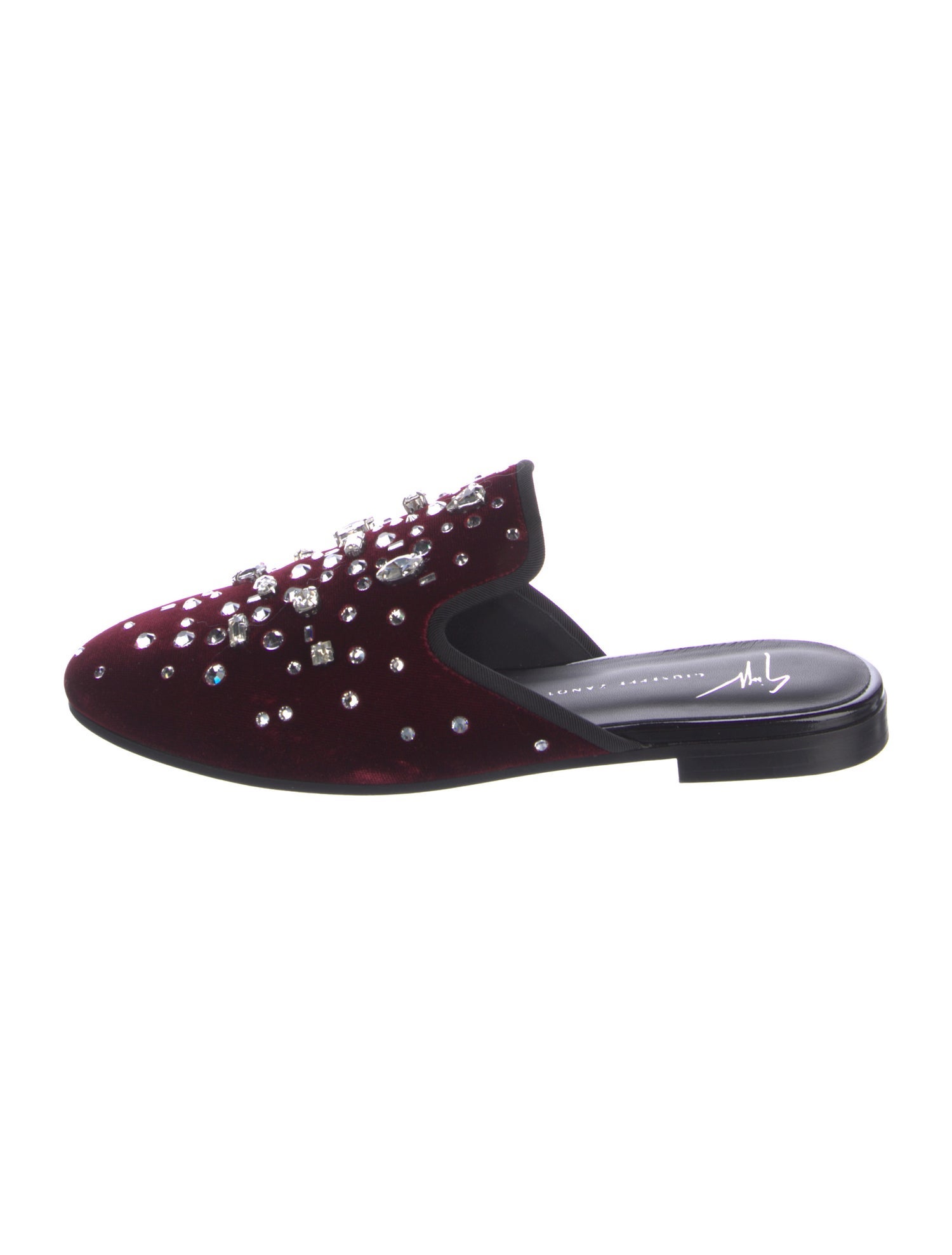 Giuseppe Zanotti Velvet Crystal Embellishments Mules