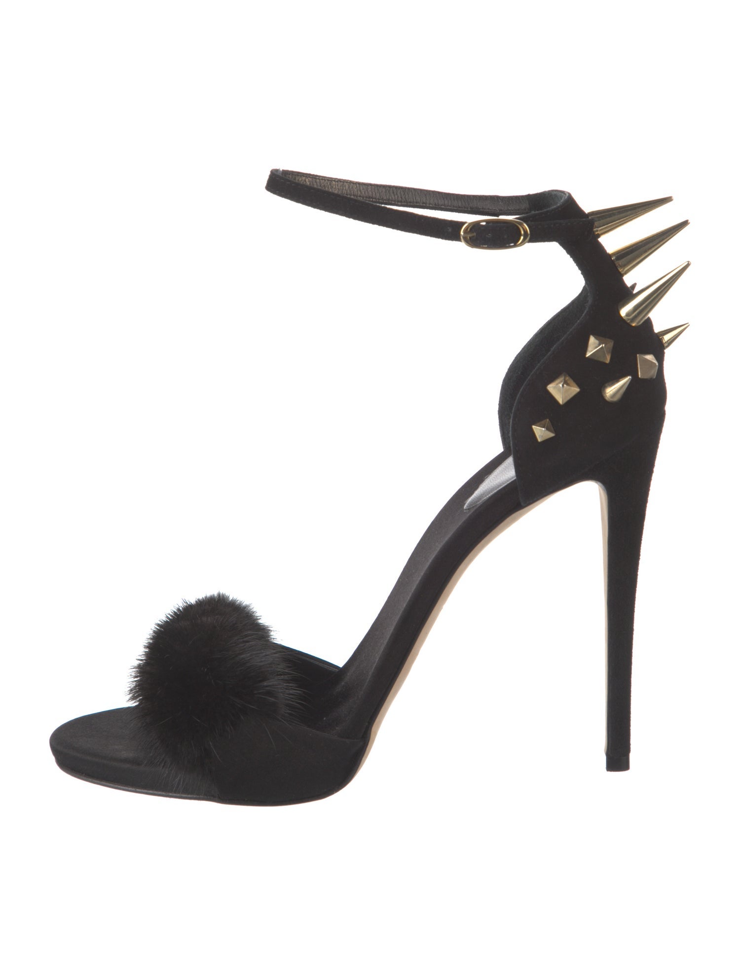 Giuseppe Zanotti Suede Fur Trim Sandals