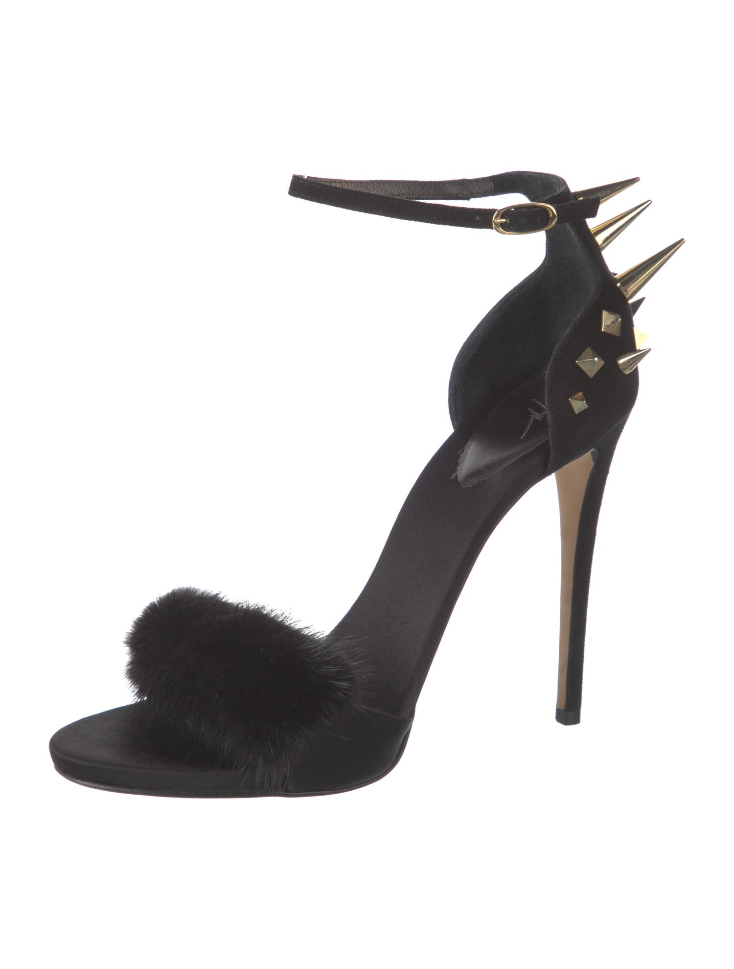 Giuseppe Zanotti Suede Fur Trim Sandals