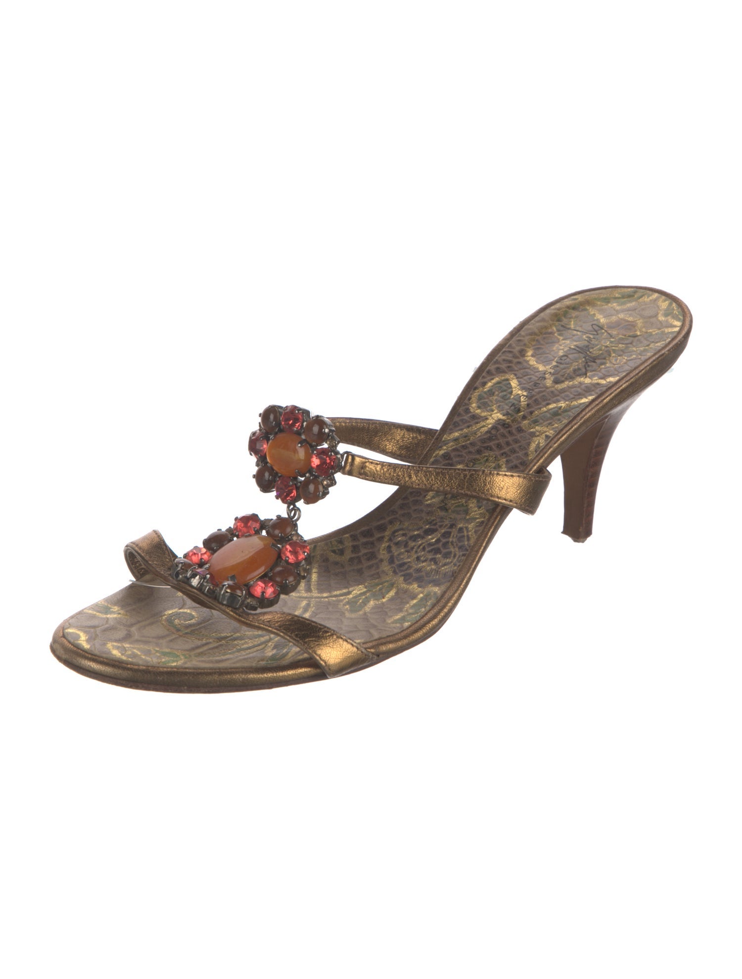 Giuseppe Zanotti Leather Floral Print Slides