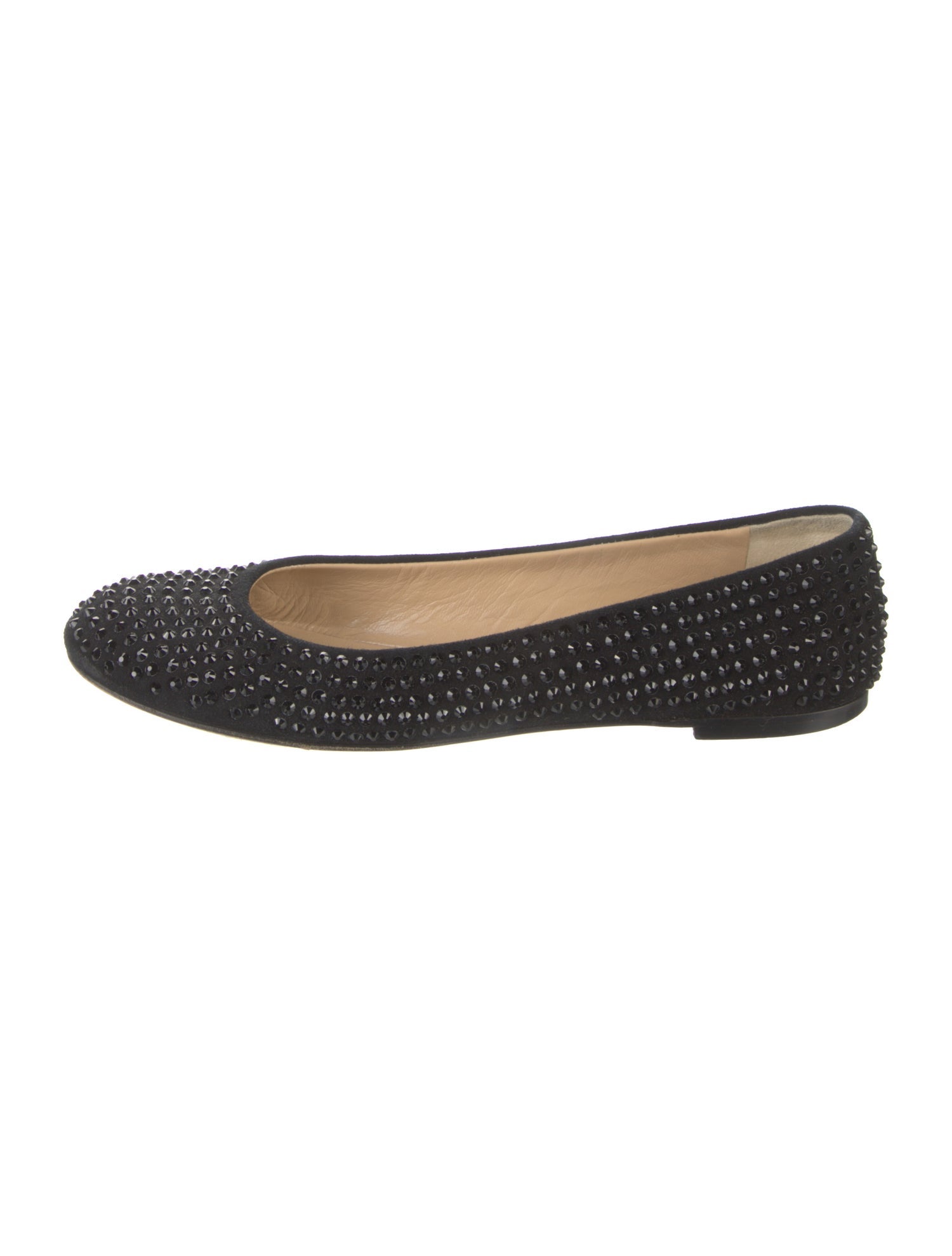Giuseppe Zanotti Suede Crystal Embellishments Ballet Flats