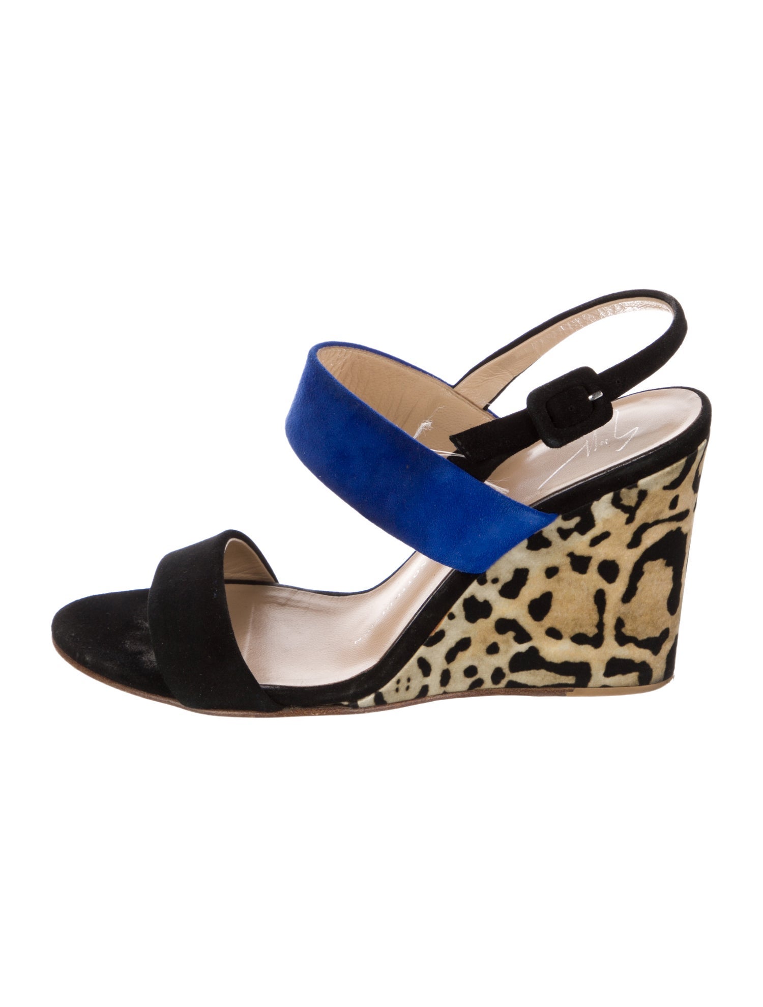 Giuseppe Zanotti Suede Animal Print Slingback Sandals
