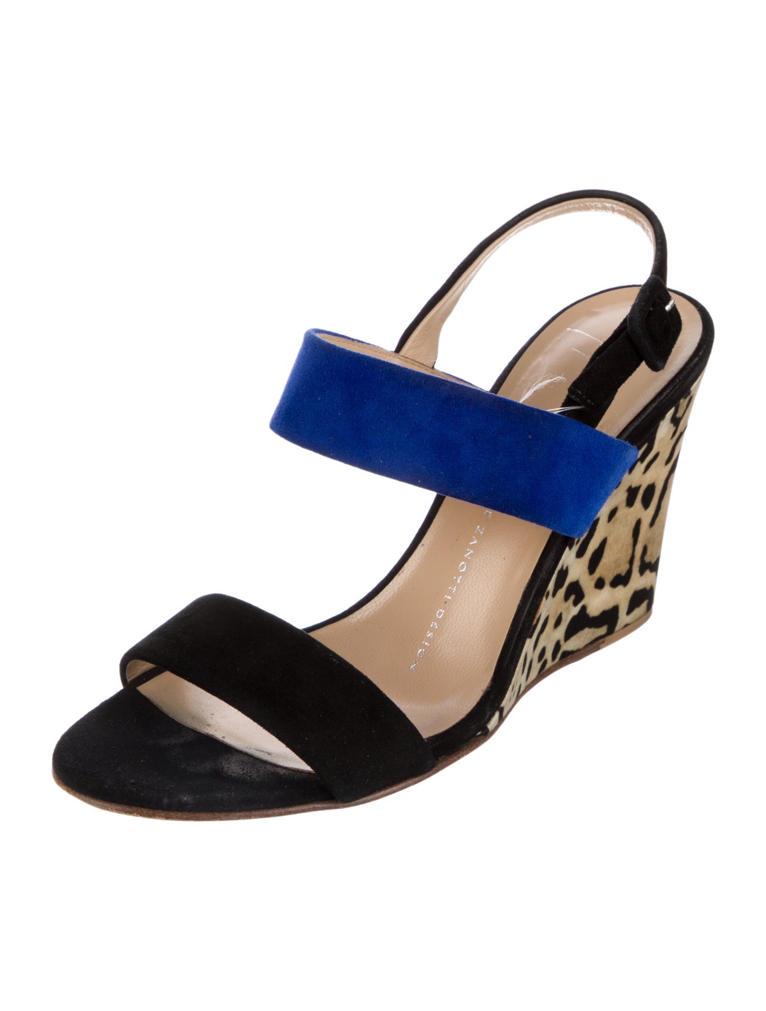 Giuseppe Zanotti Suede Animal Print Slingback Sandals