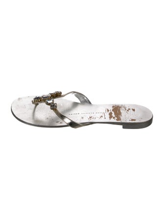 Giuseppe Zanotti Leather Crystal Embellishments Flip Flops