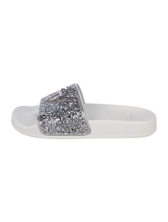 Giuseppe Zanotti Leather Glitter Accents Slides