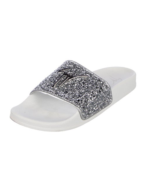 Giuseppe Zanotti Leather Glitter Accents Slides