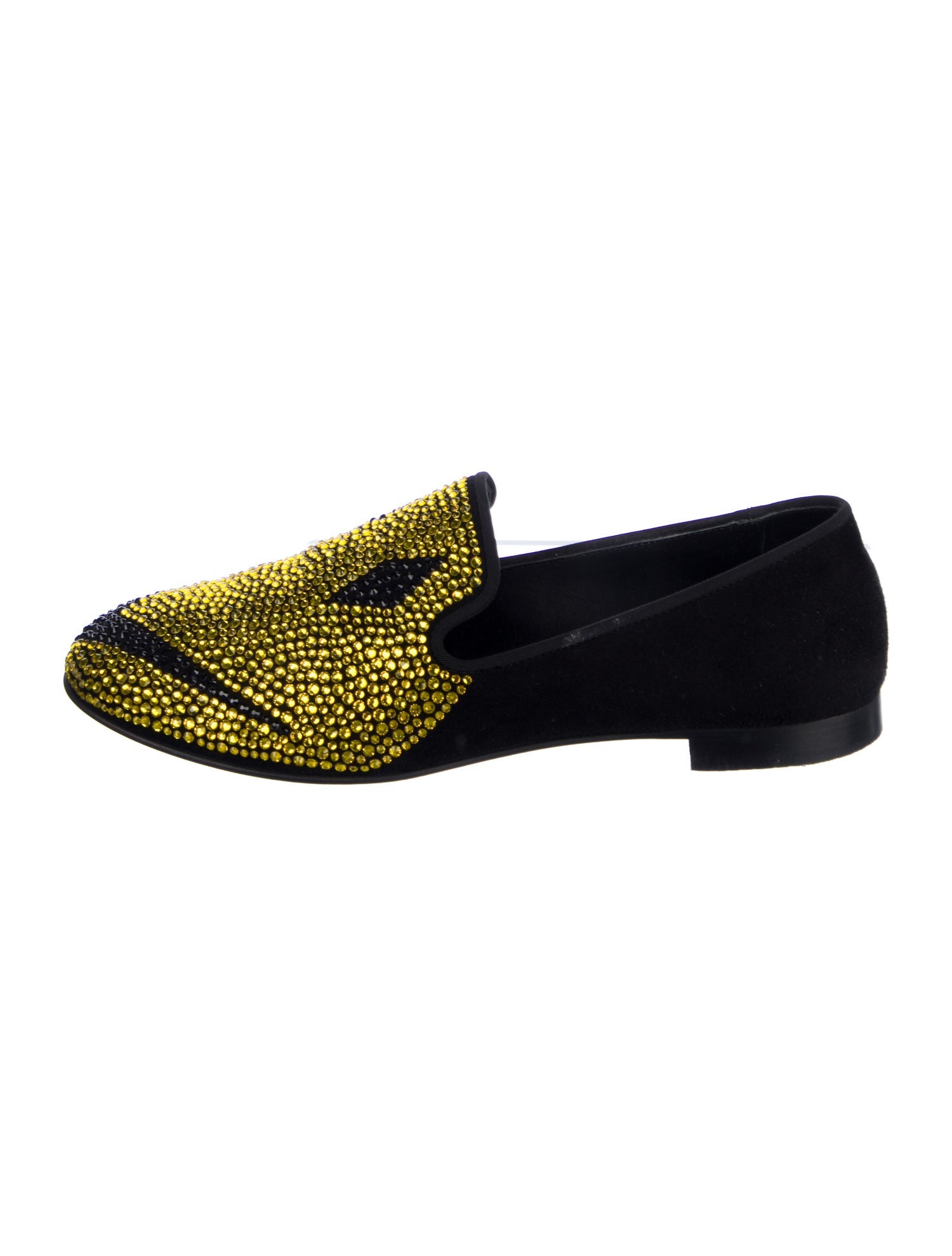 Giuseppe Zanotti Suede Crystal Embellishments Loafers