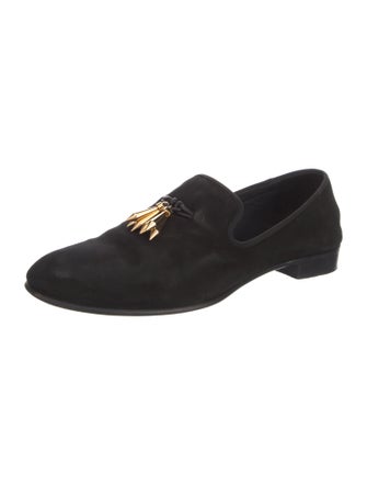 Giuseppe Zanotti Suede Crystal Embellishments Loafers