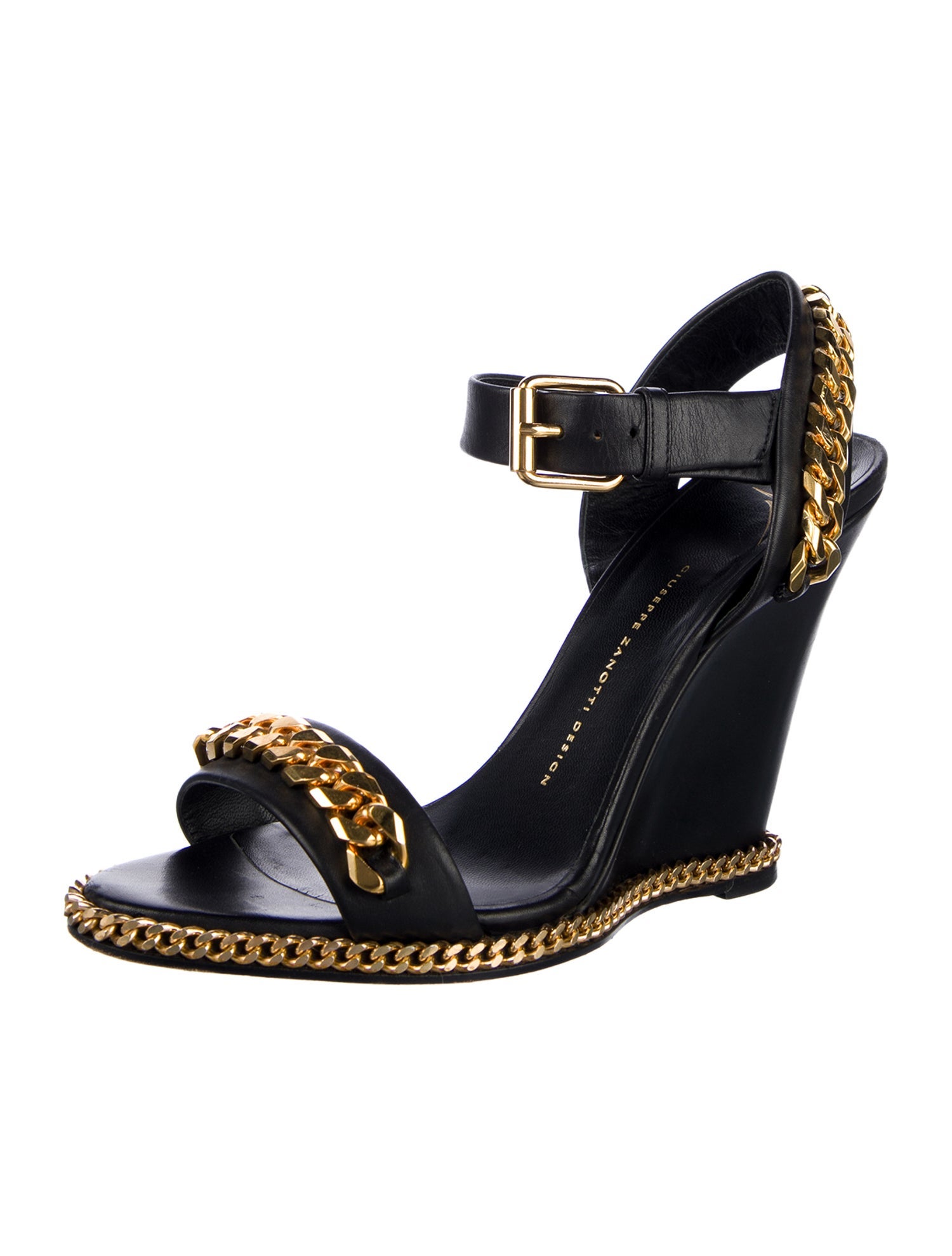 Giuseppe Zanotti Leather Chain-Link Accents Sandals