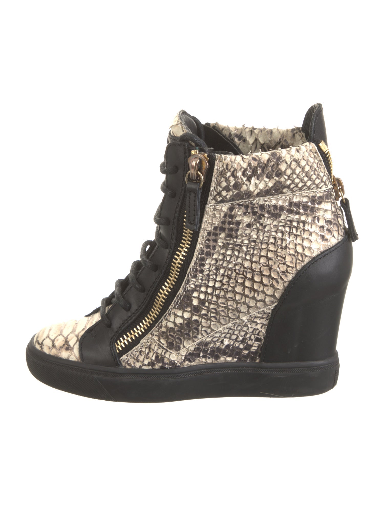 Giuseppe Zanotti Leather Animal Print Lace-Up Boots
