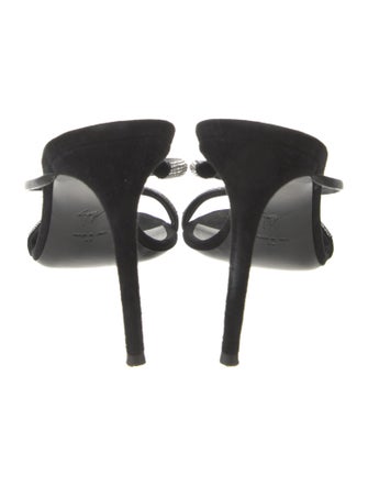 Giuseppe Zanotti Suede Crystal Embellishments Slides
