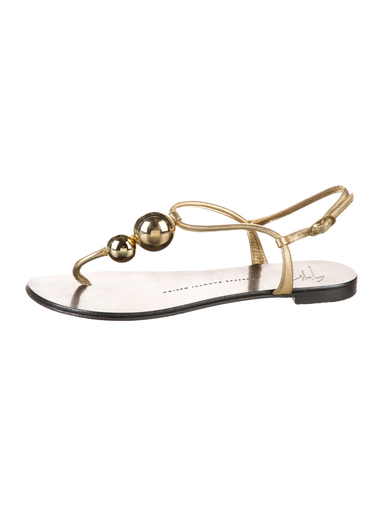 Giuseppe Zanotti Leather Crystal Embellishments T-Strap Sandals